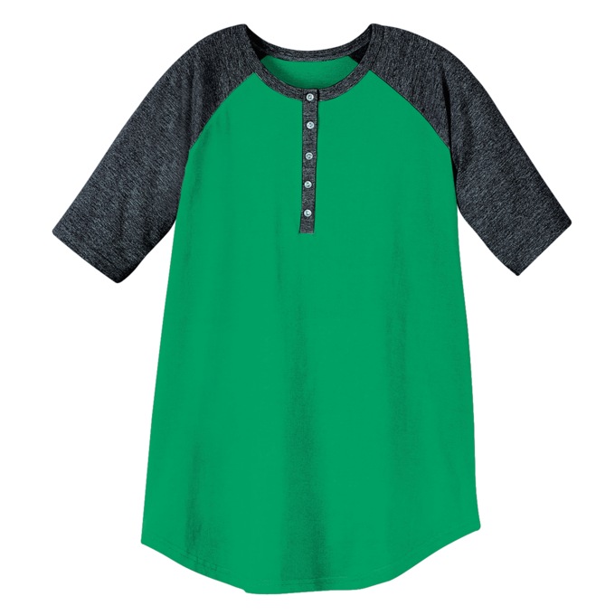 Henley Baseball Top, Hunter Charcoal, large