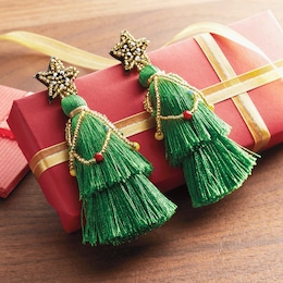 Spruced-Up Goldtone Tree Earrings, , large