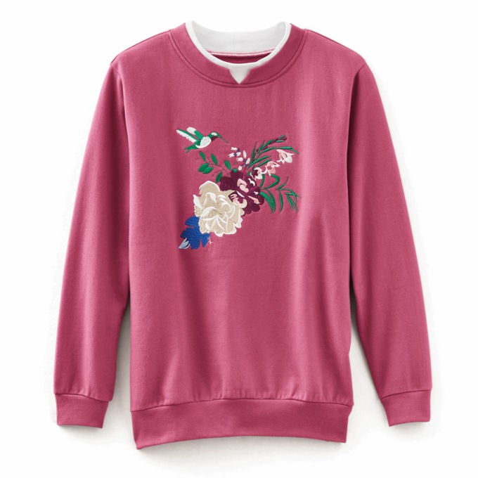 Novelty Embroidered Sweatshirt, , large