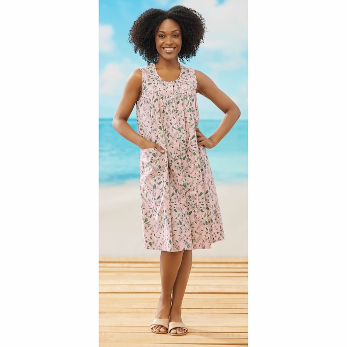 Sleeveless Woven Shift Dress, , large