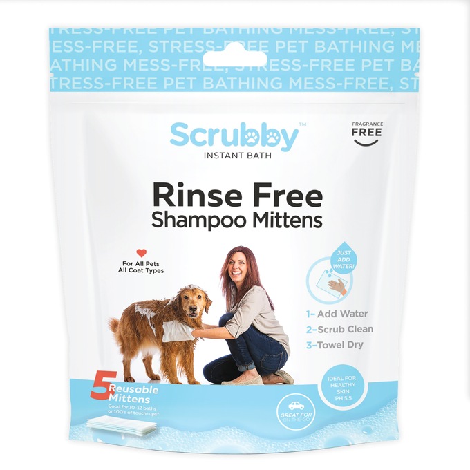 5-pack Scrubzz Rinse Free Pet Shampoo Mittens, , large