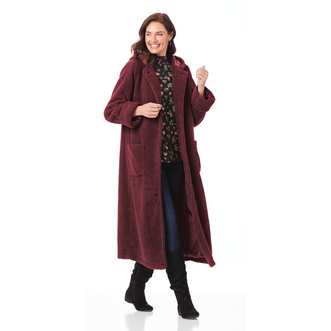 Long Berber Coat, Burgundy, large
