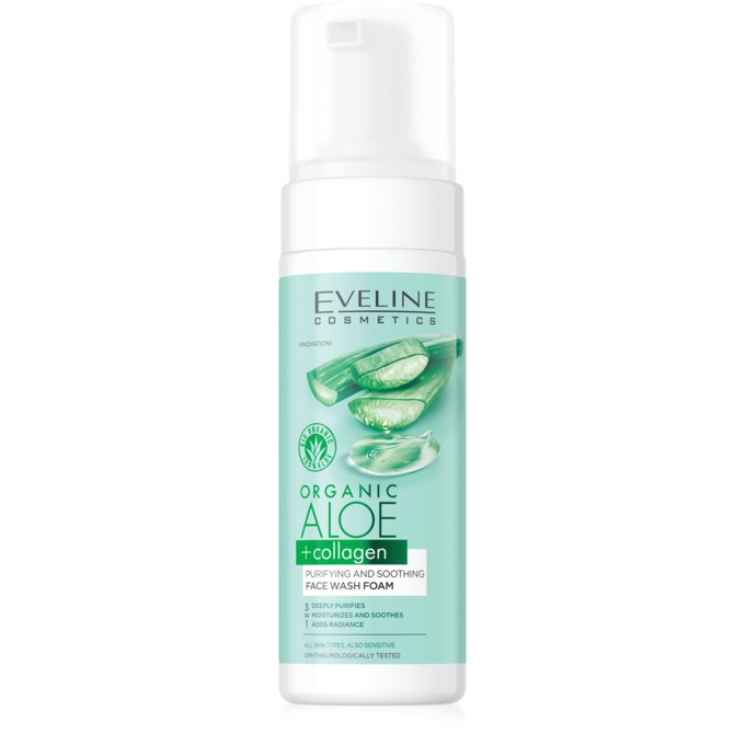 Eveline Organic Aloe + Collagen Face Wash Foam, , large