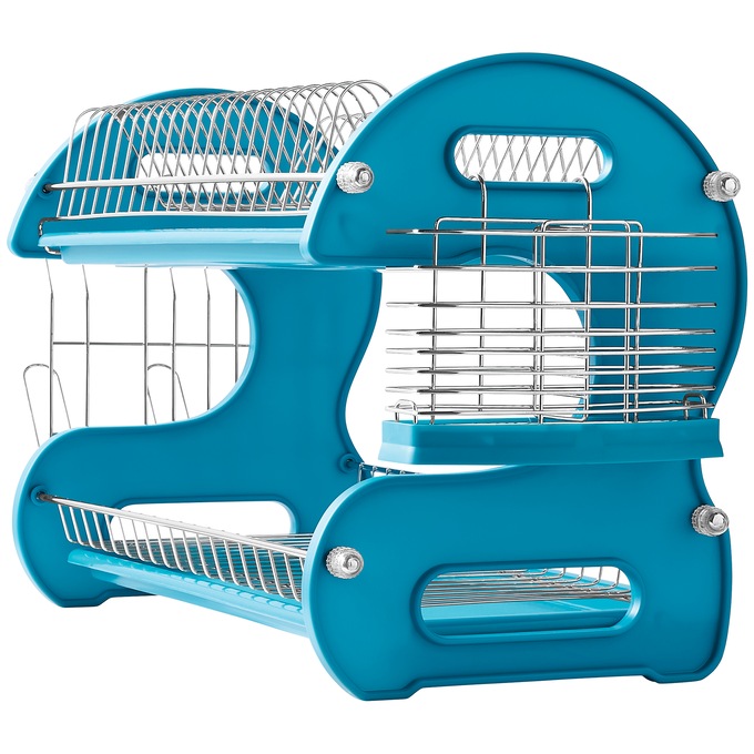 Space-Saving 2-Tier Dish Drying Rack with Utensil Holder, , large