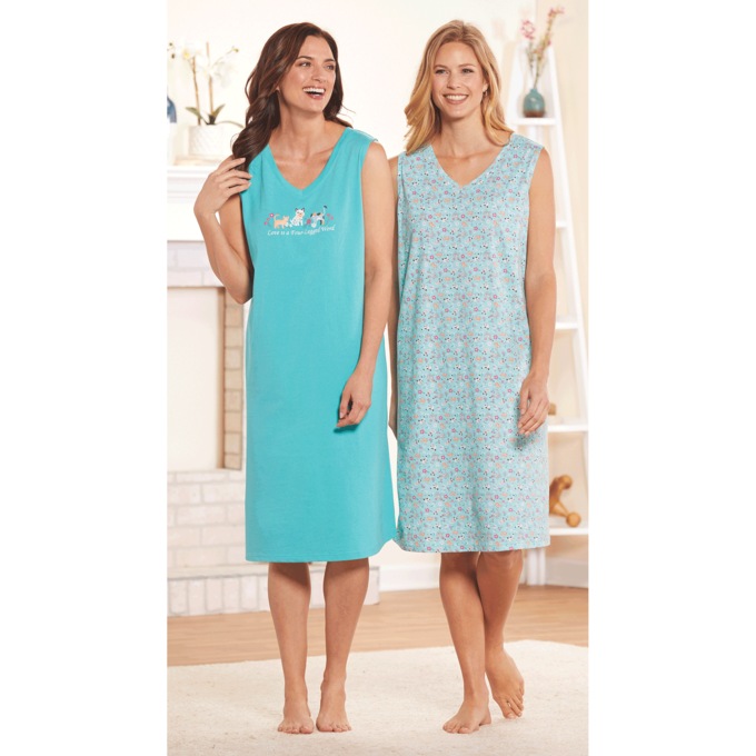 2-Pack Sleeveless Sleepshirts, , large