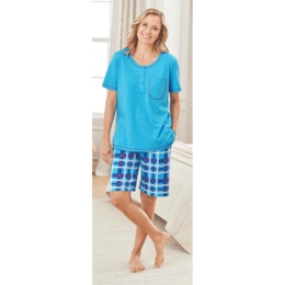 Plaid Knit Shorty PJs, , large