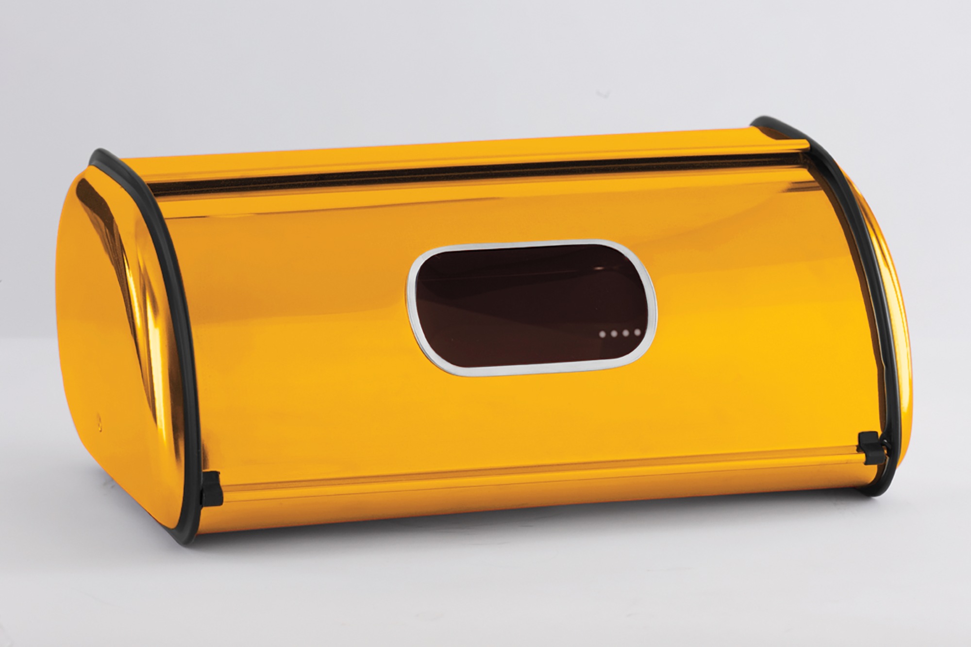 Stainless Steel Breadbox with Window, Golden Honey, large
