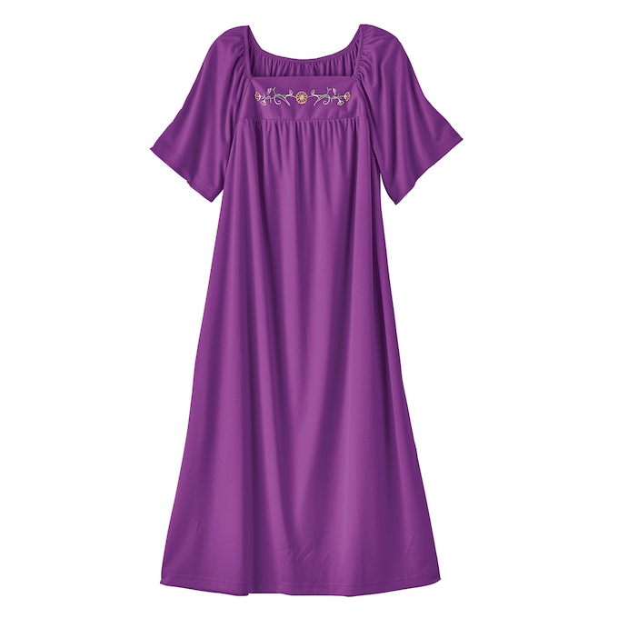 Embroidered Solid Waltz Lounger, , large