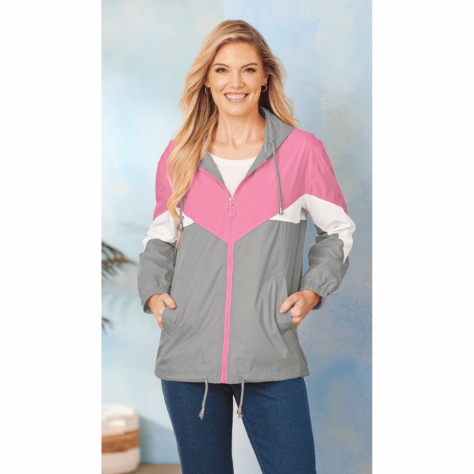 Color-Block Windbreaker, Gray Rose, large