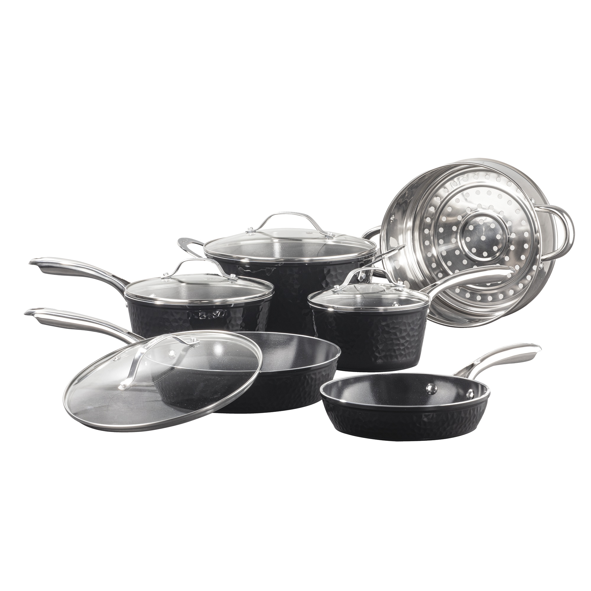 Gotham Steel Hammered Ceramic 10-piece Cookware Set, , large