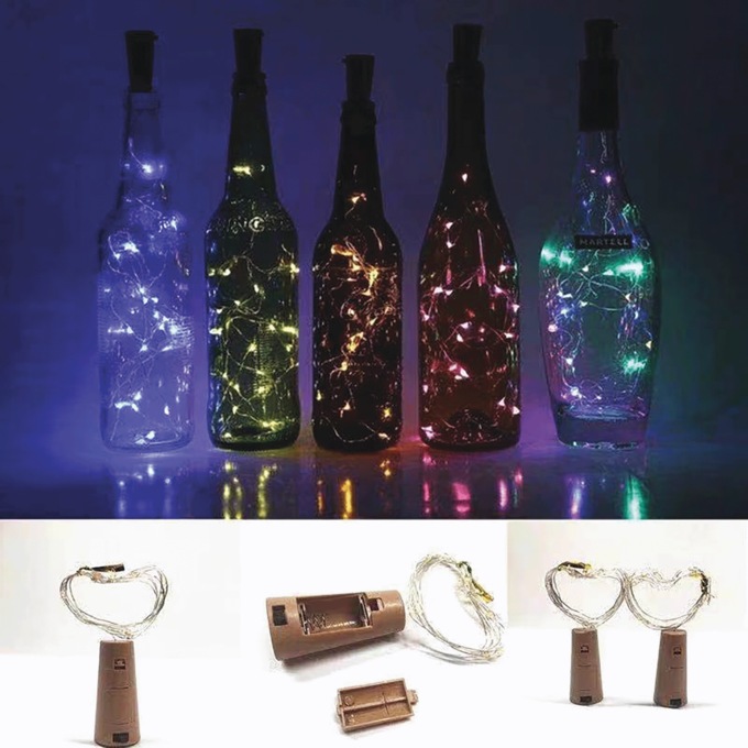 Set of 3 Bottle String Lights, Multi, large