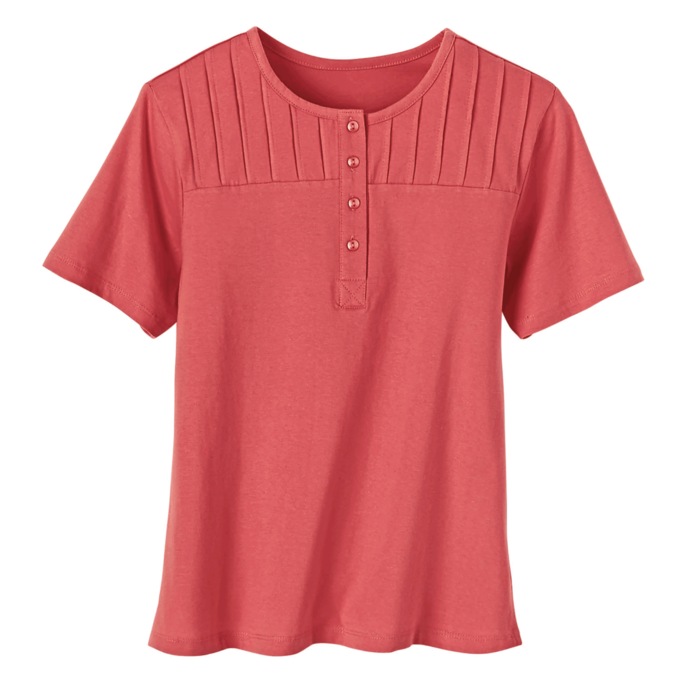 Short-Sleeve Pintuck Top, , large