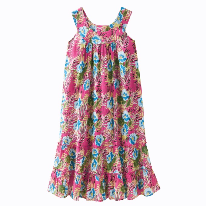 Crinkle Cotton Tiered Dress, , large