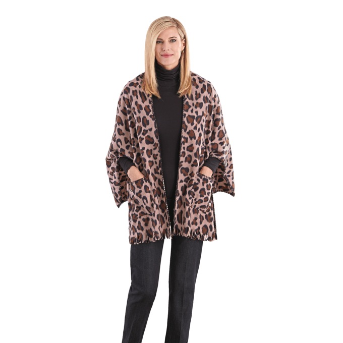 Fleece Shawl with Patch Pockets, , large