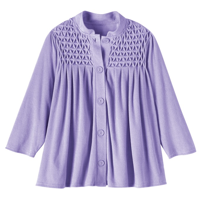 Smocked Terry Jacket, Lavender, large