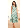 Sleeveless Button-Front Print Dress, , large