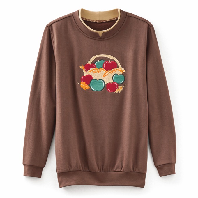 Novelty Embroidered Sweatshirt, , large