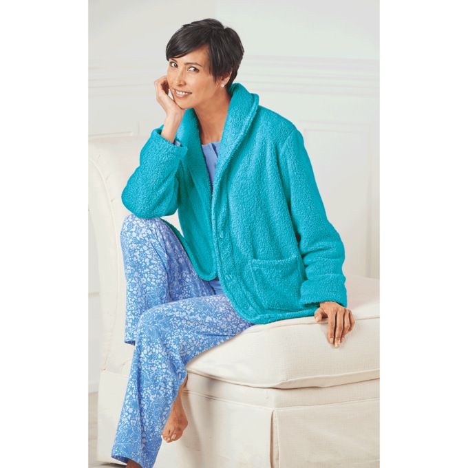 Fleece Bed Jacket & Wrap Robe, , large