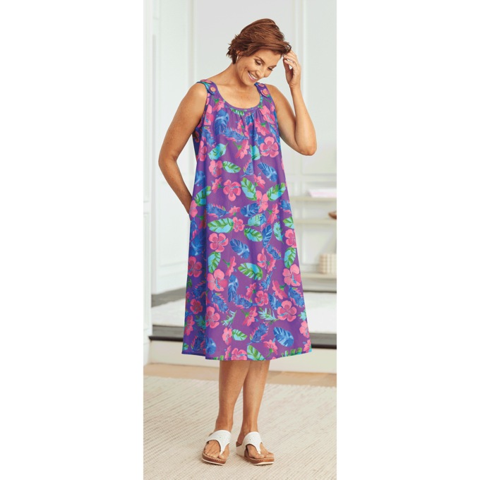 Free-Flowing Shift Dress, Violet Multi, large