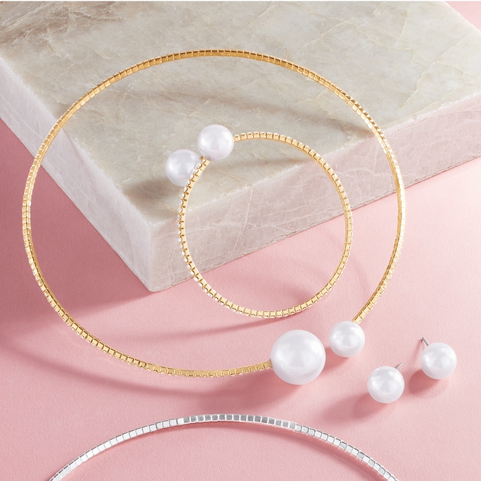 Faux-Pearl Crystal Jewelry Set , , large