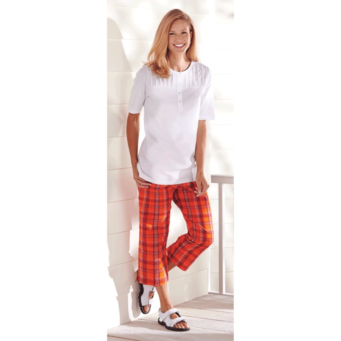 Short-Sleeve Pintuck Top, , large