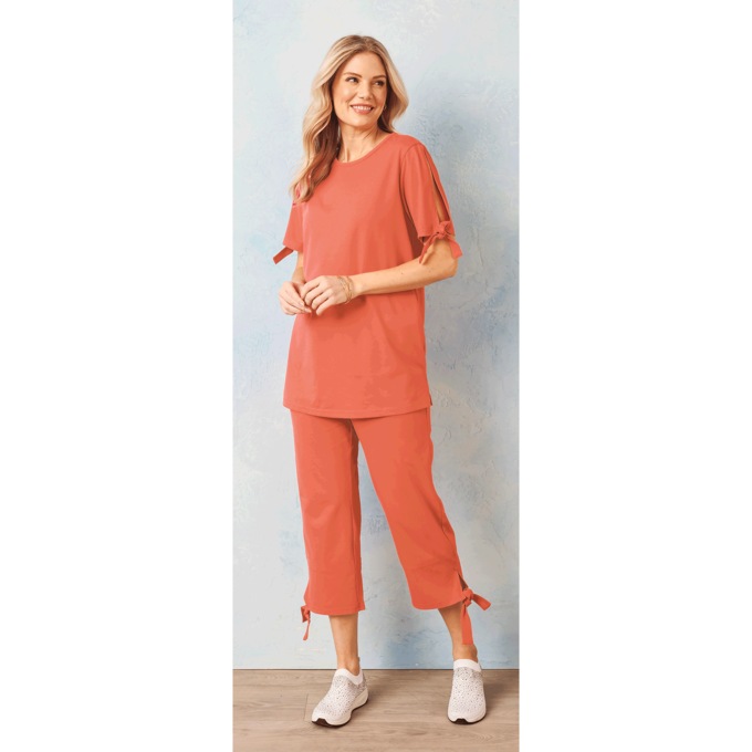 Slit-Sleeve Capri Set, , large