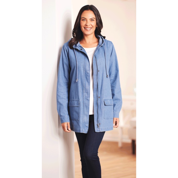 Hooded Denim Jacket, , large