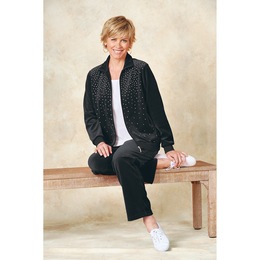 Velour Pant Set with Rhinestones, , large