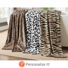 Animal Print Faux Fur Throw, , large