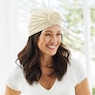 Rosette Knit Turban, Ivory, large