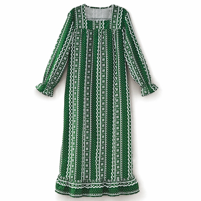 Square-Neck Flannel Nightgown, , large