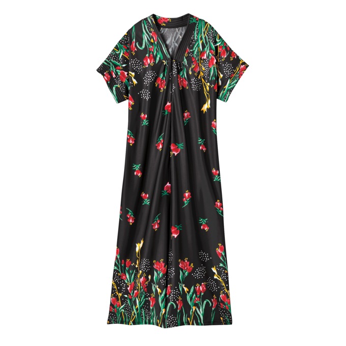 Trapunto Trim Caftan, Black Border, large
