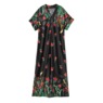 Trapunto Trim Caftan, Black Border, large