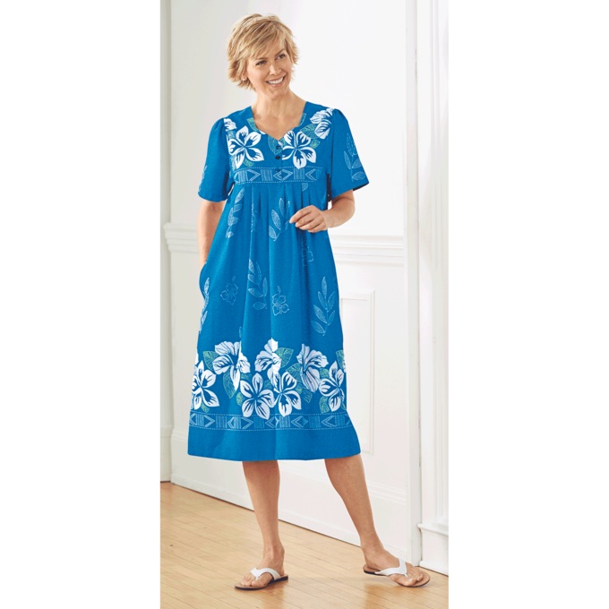 Border Print Patio Dress, , large