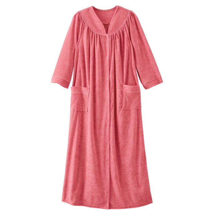 Snap-Front Long Terry Robe, , large