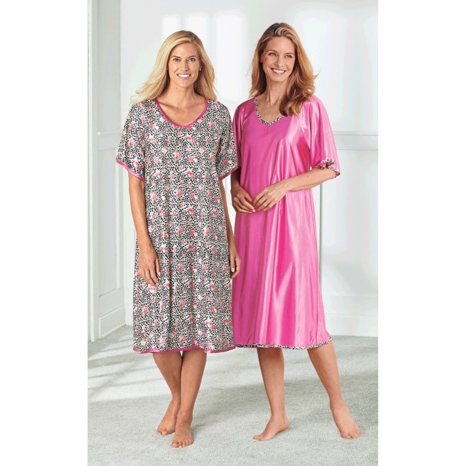 2-Pack Silky Tricot Nightgowns by Cozee Corner, , large