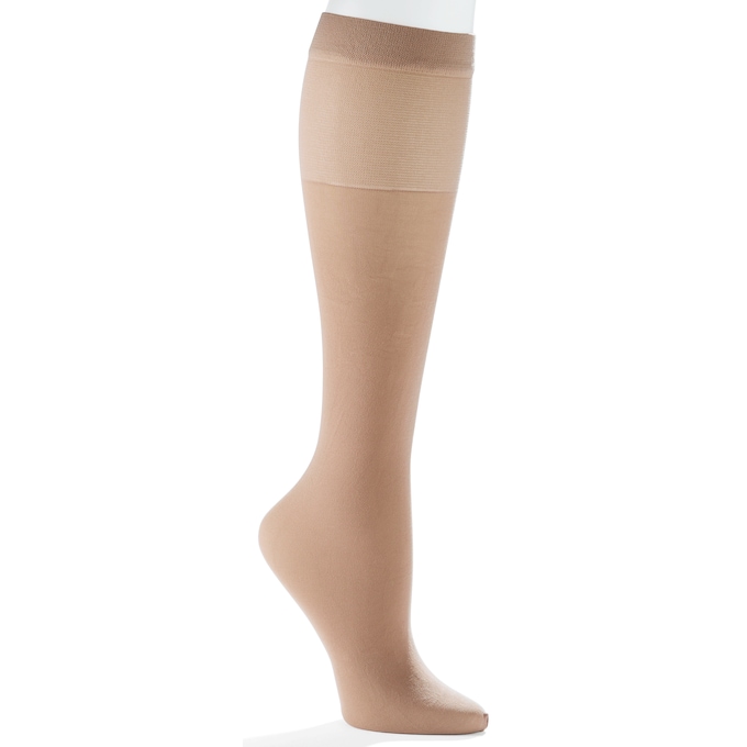 Wide-Calf Moderate Compression Socks, Tan, large