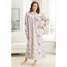 Flannel Cotton Nightgown with Lace Trim, , large