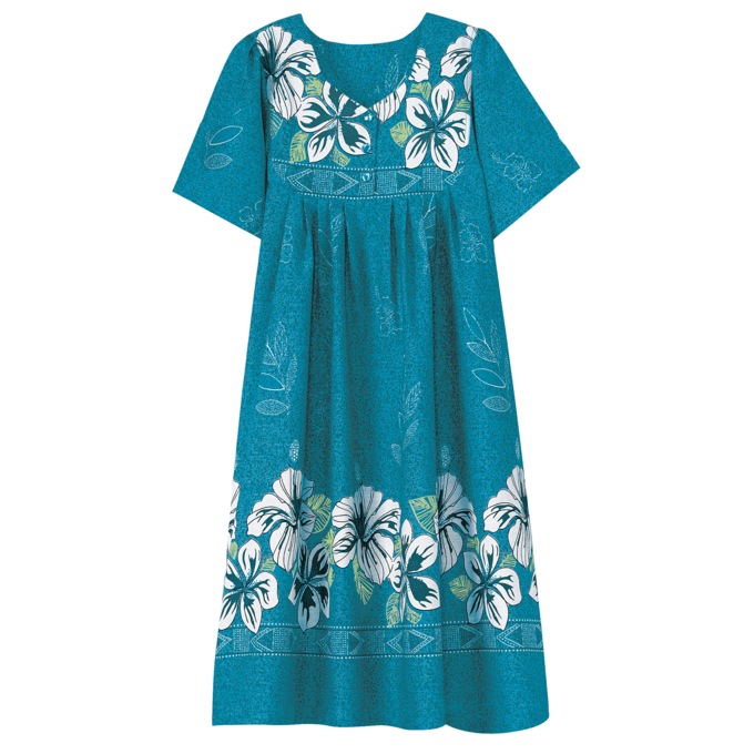 Border Print Patio Dress, Dark Teal, large
