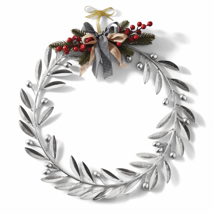 Metal Christmas Wreath, Silver, large