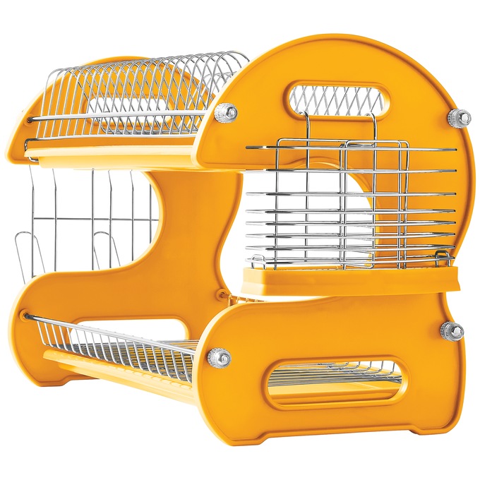 Space-Saving 2-Tier Dish Drying Rack with Utensil Holder, , large