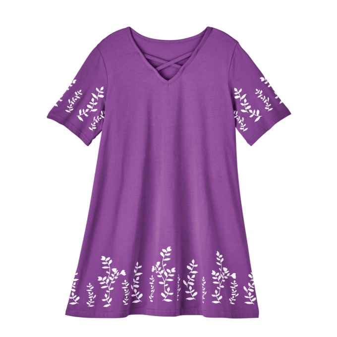 Crossover Neck Tunic, Violet White, large