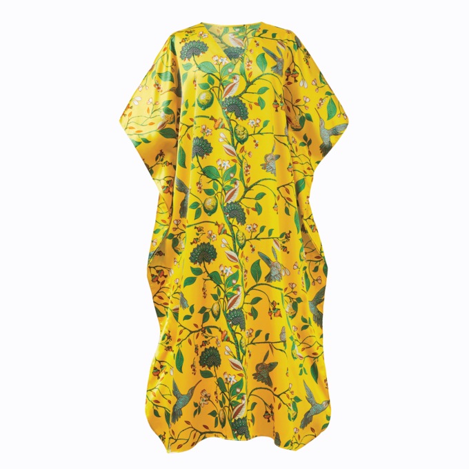 Long Satin Caftan, , large