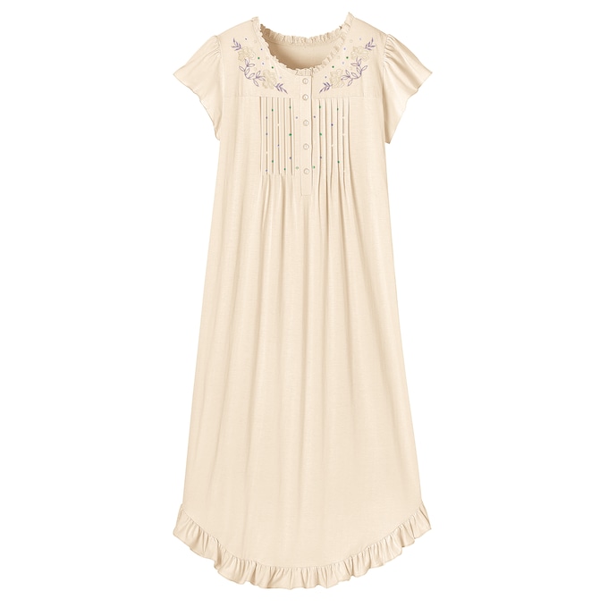 Knit Gown With Embroidery, , large