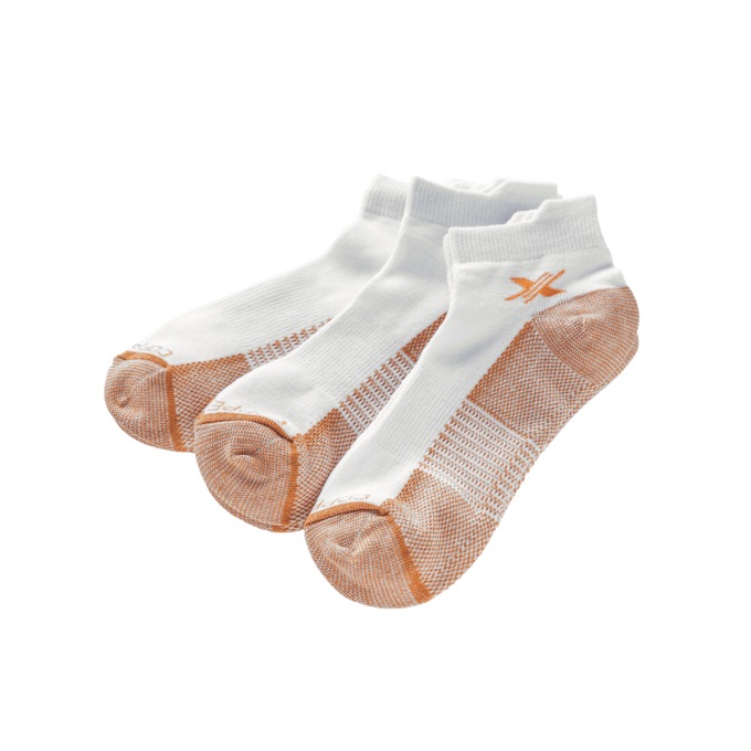 3-Pack Copper Compression Ankle Socks, White, large