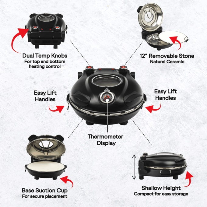 Granitestone Piezano Pizza Oven, Black, large