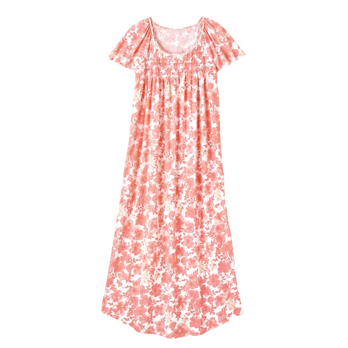 Printed Gown With Smocking, Rosette, large