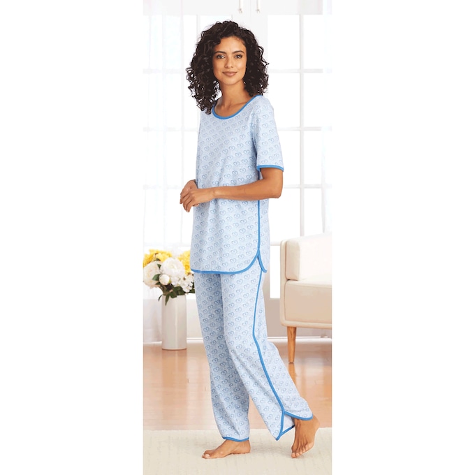 Contrast Trim PJs, Blue, large