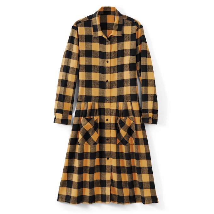 Flannel Midi Dress, Maize, large