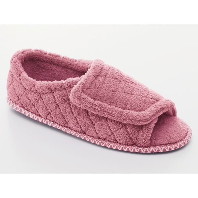 Ladies' Open Toe, Quilted Slipper, , large